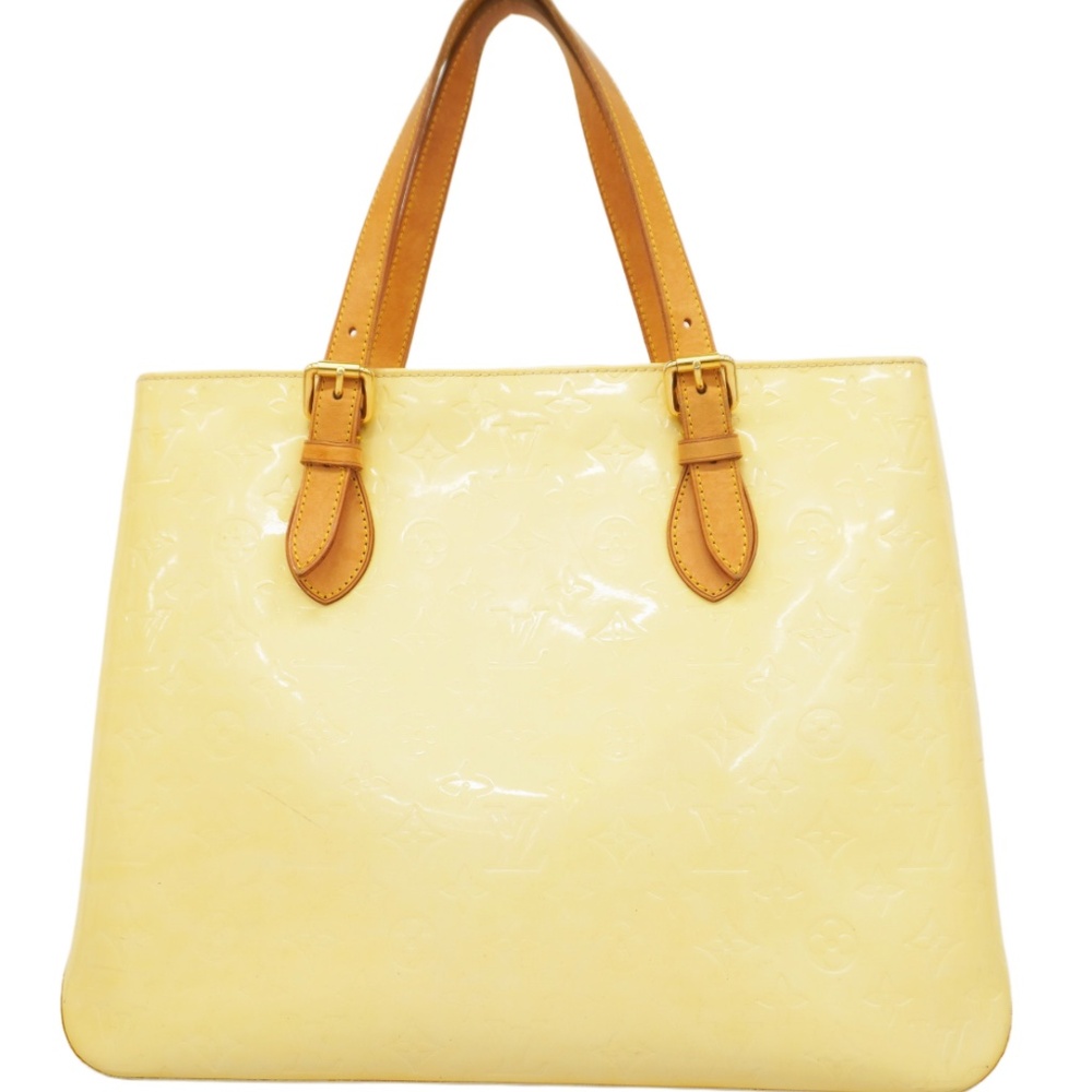 Authentic Louis Vuitton Vernis Brentwood shoulder bag M91512, Yellow Color